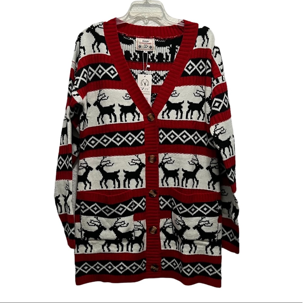 c28hqq Merry Christmas from V28 button down cardigan size medium